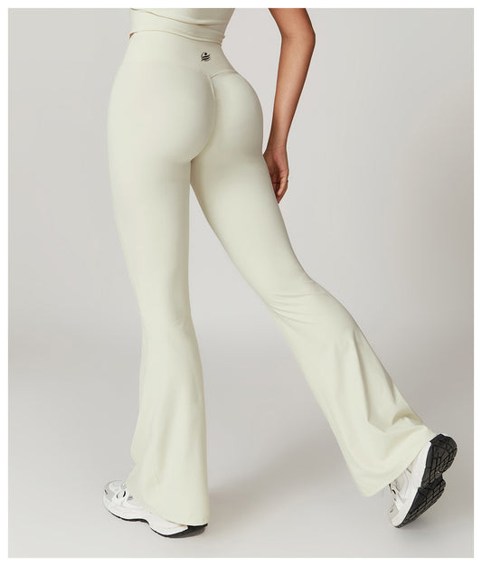 Scrunchy Flare Yoga Pants - Off White