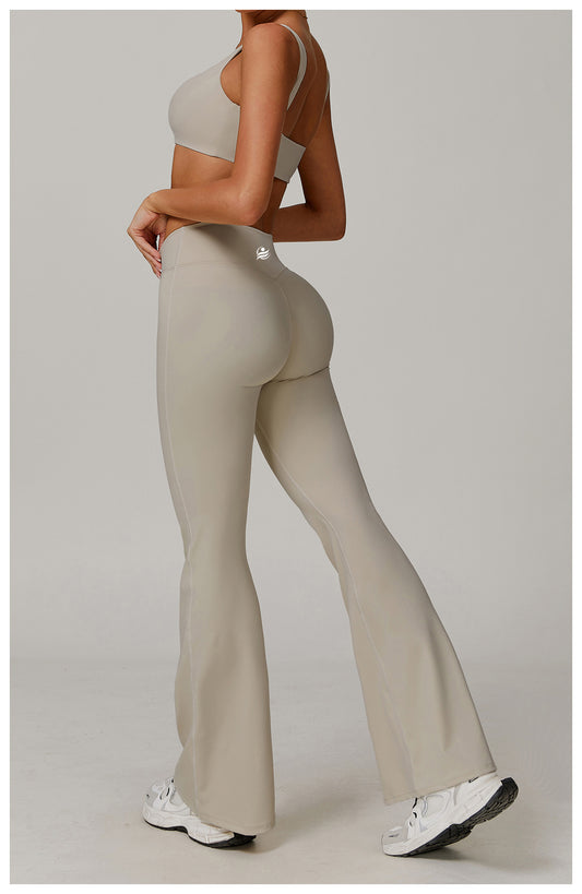 Scrunchy Flare Yoga Pants - Khaki