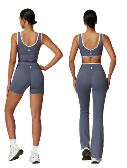 Women’s Fitness Bra & Shorts Set - Gray Blue